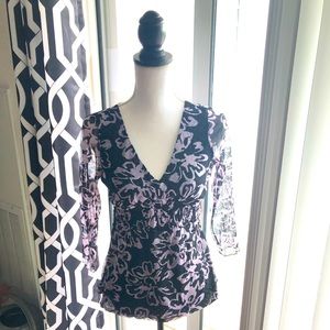 INC Smocked 3/4 Sleeve Top